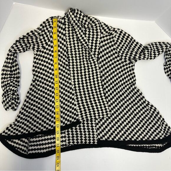 Mauve Black & White Open Front Cardigan Sweater - Size S - Picture 7 of 7